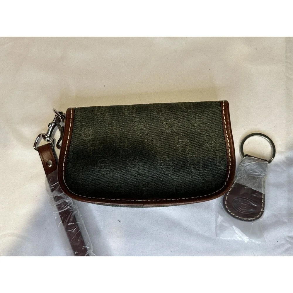 Dooney & Bourke Signature Double Pocket Satchel Bag NWT Green Wristlet Keychain - Picture 15 of 16